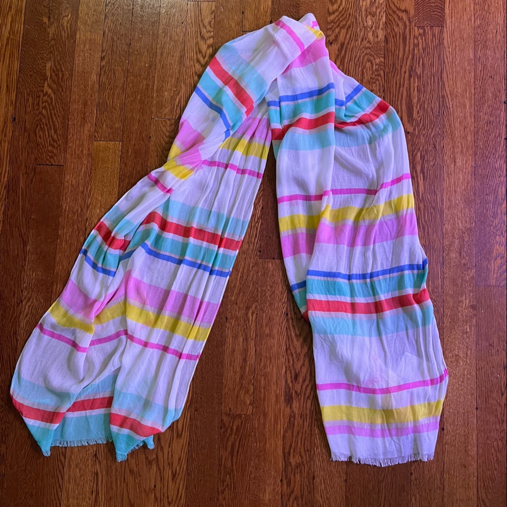 Kate Spade colorful striped semi-sheer scarf - new with tags